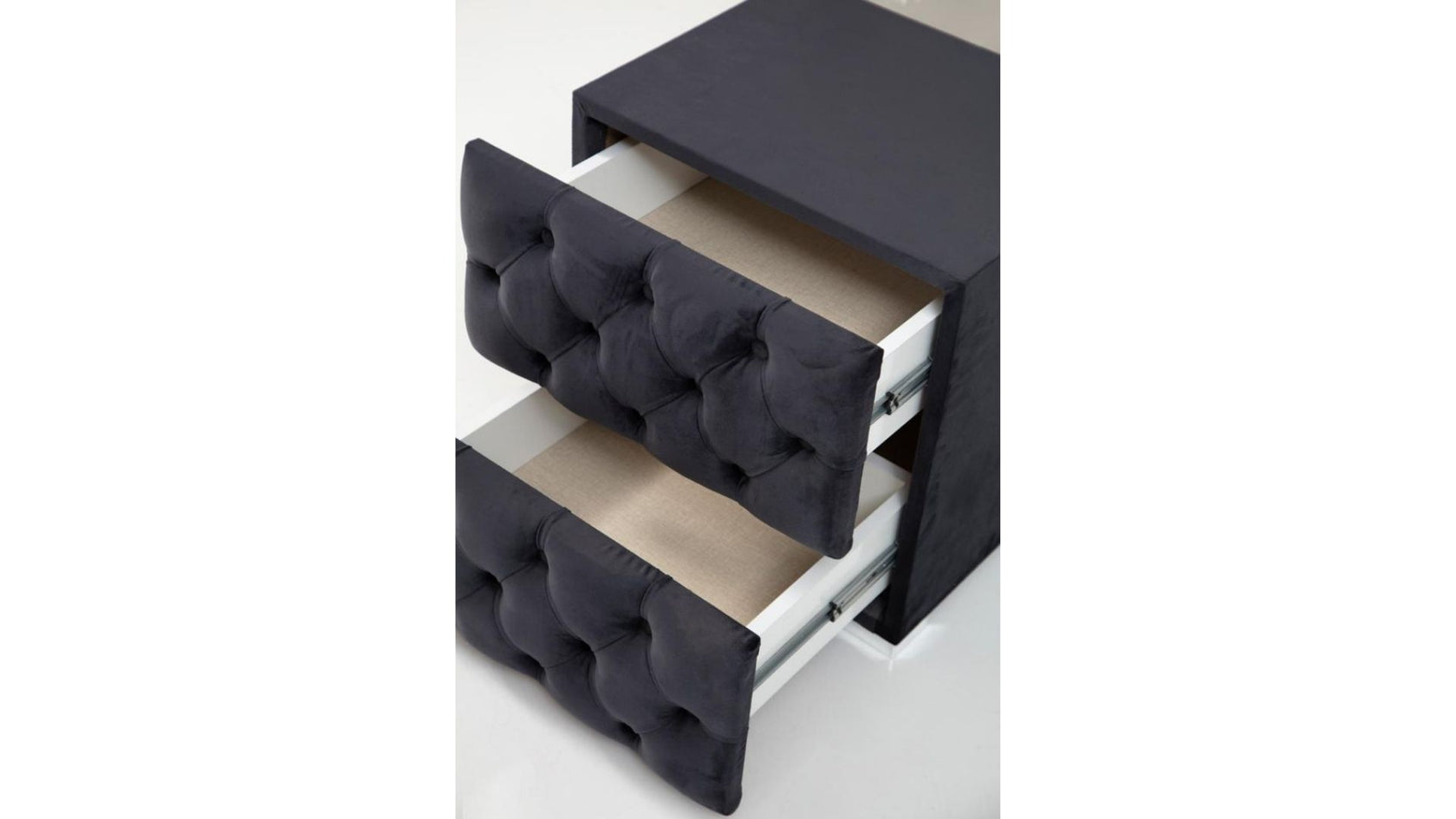 Chevet Capitoné - Velours Gris Anthracite