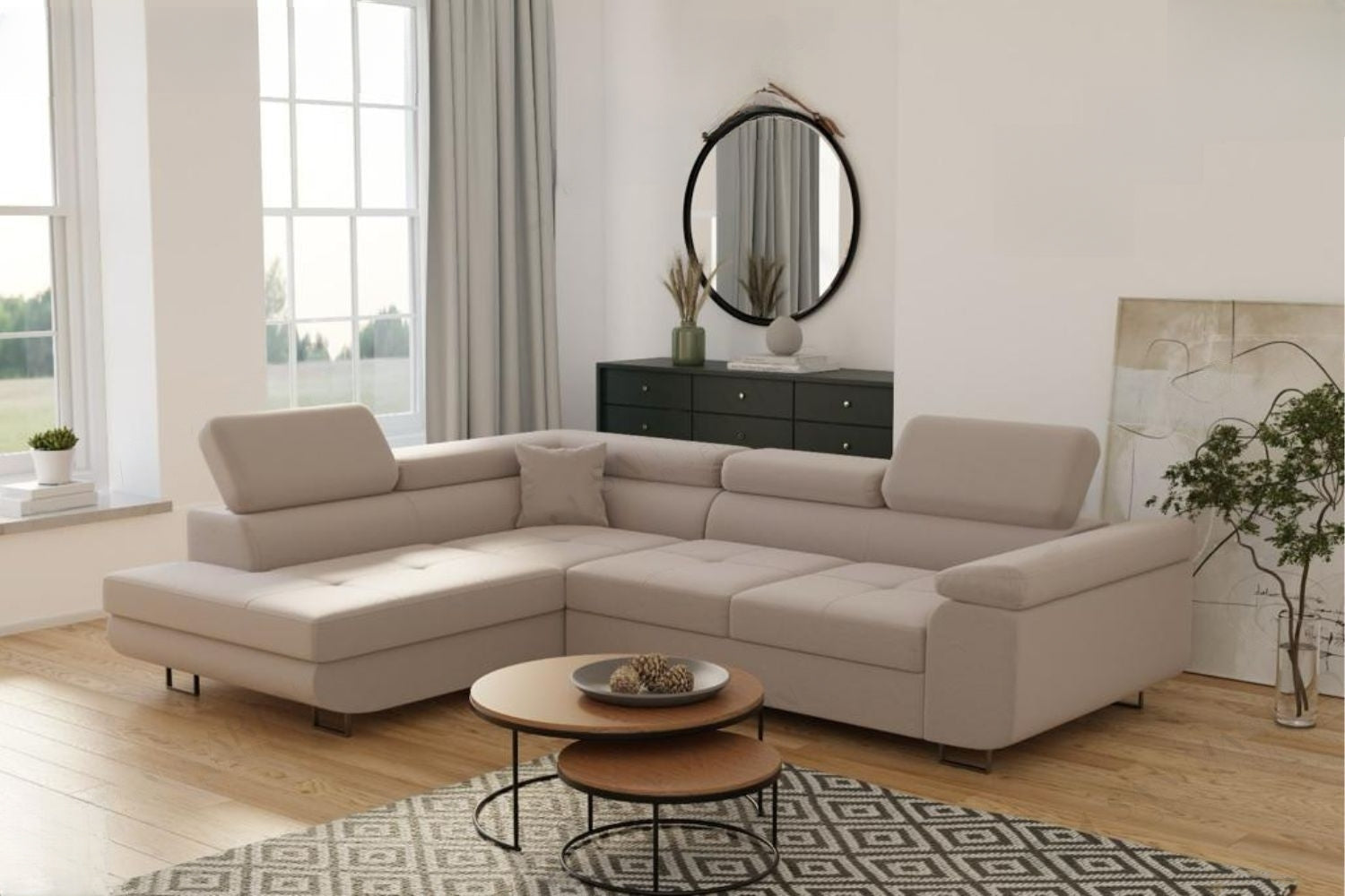 Tony Beige - Convertible Corner Sofa