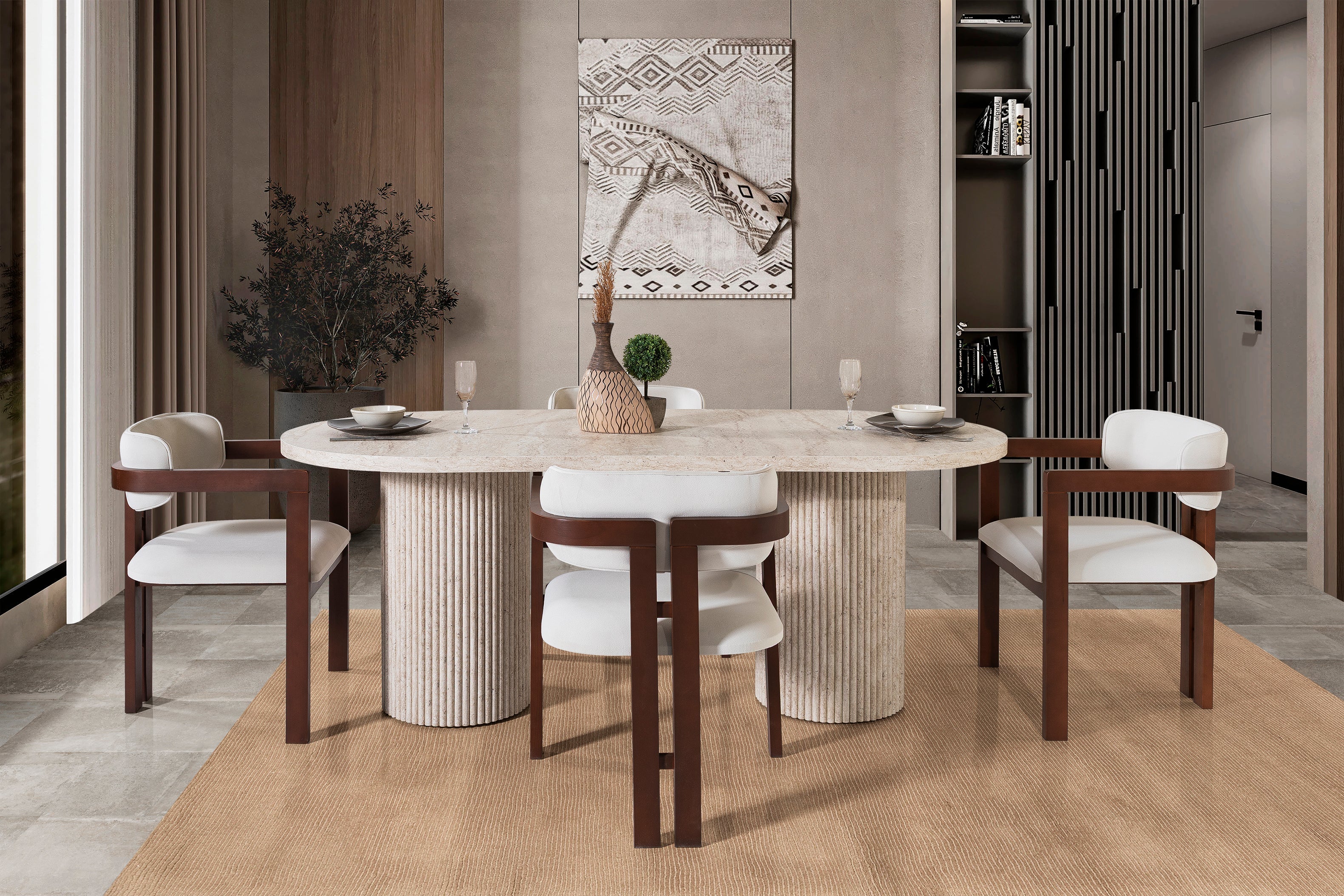 Venice Dining Table – Travertine Effect Finish