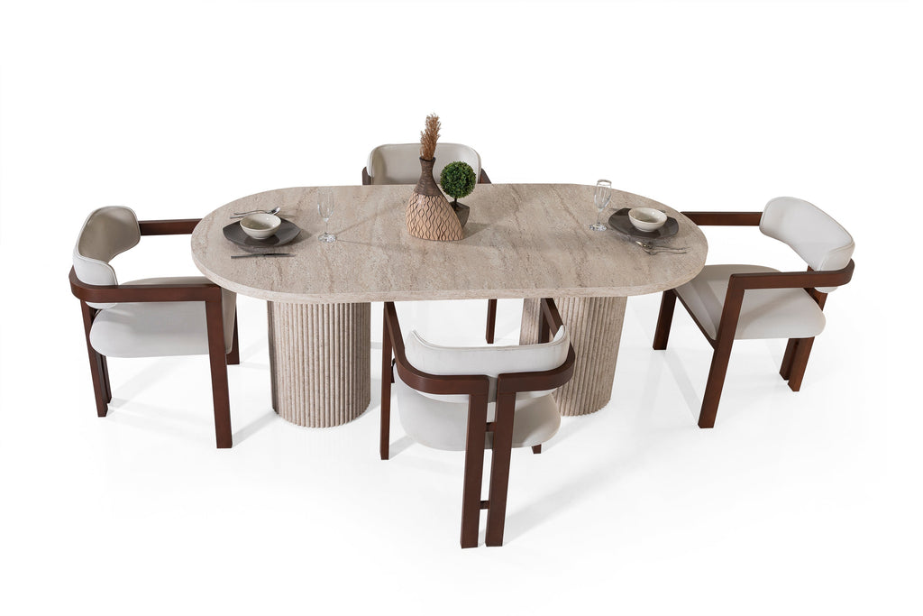 Venice Dining Table – Travertine Effect Finish