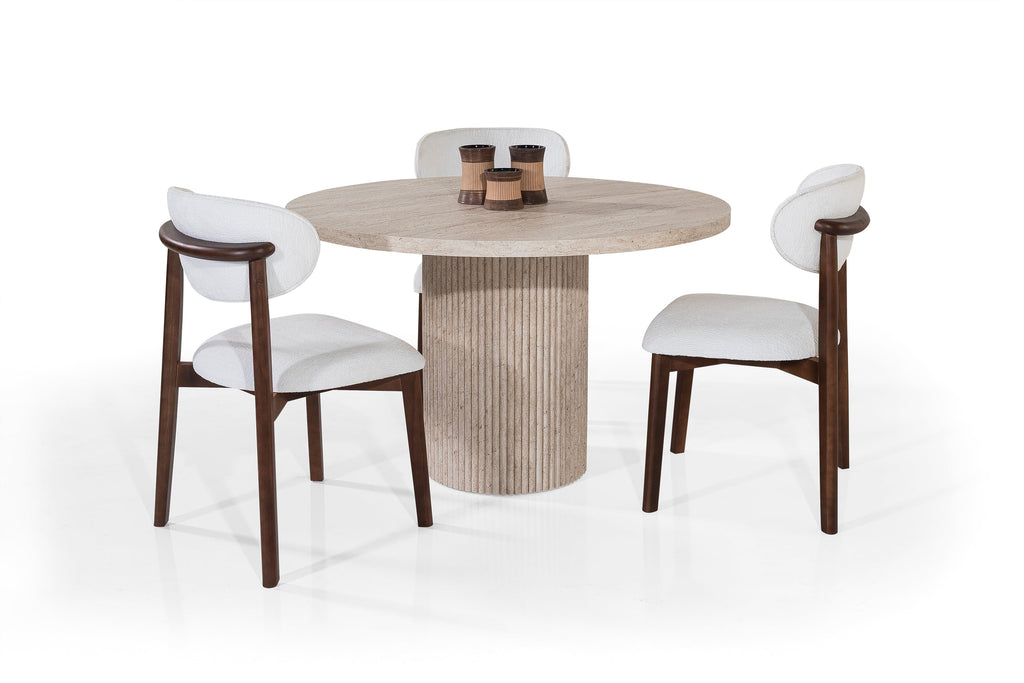 Petra Round Dining Table – Travertine Effect Finish
