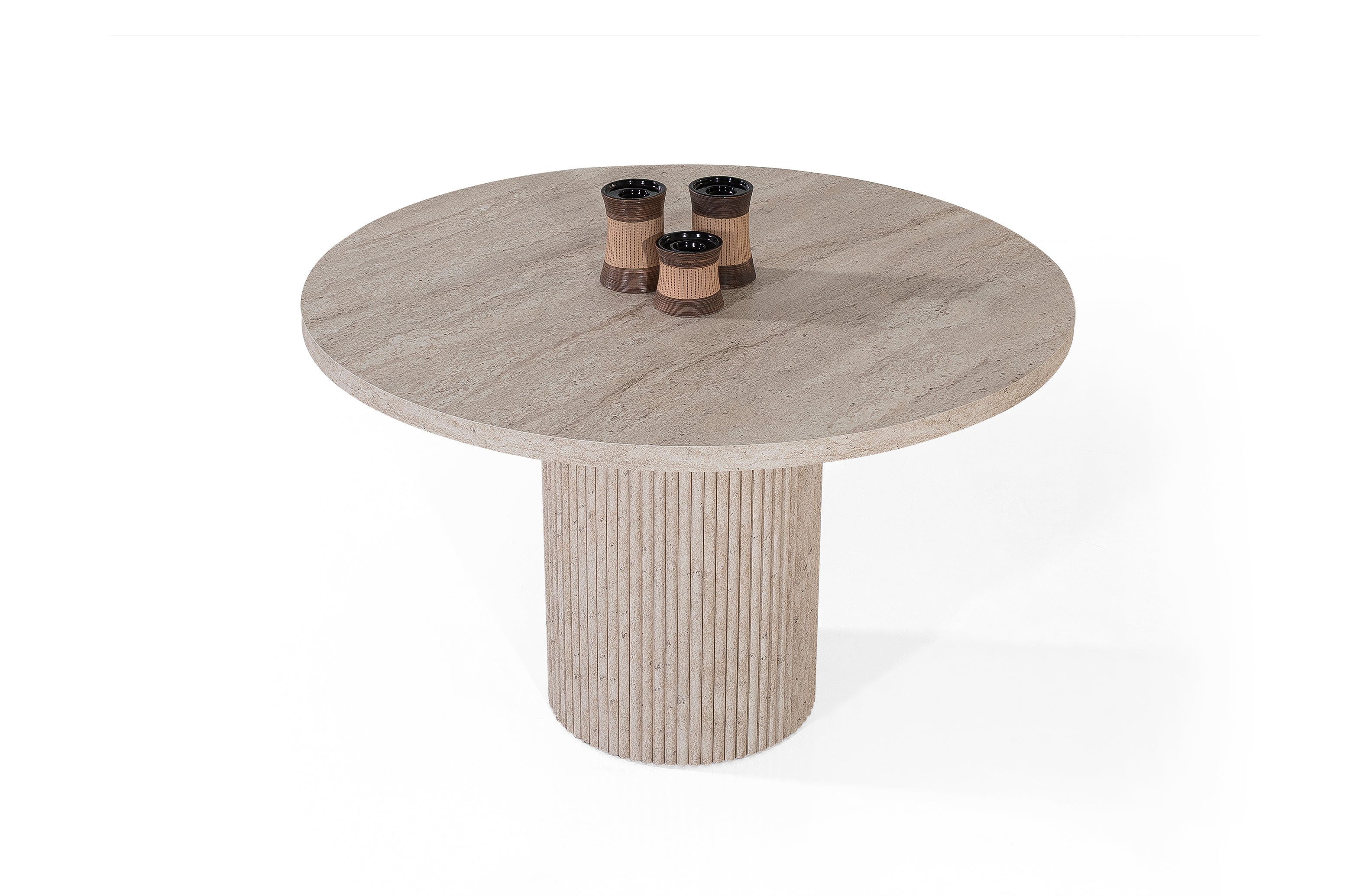 Petra Round Dining Table – Travertine Effect Finish