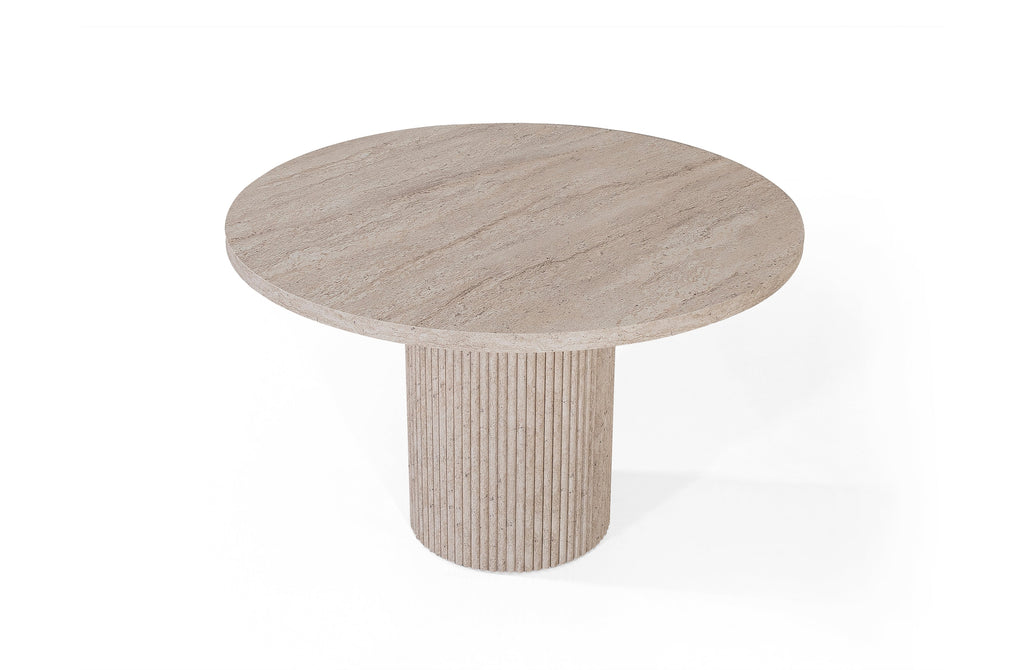 Petra Round Dining Table – Travertine Effect Finish