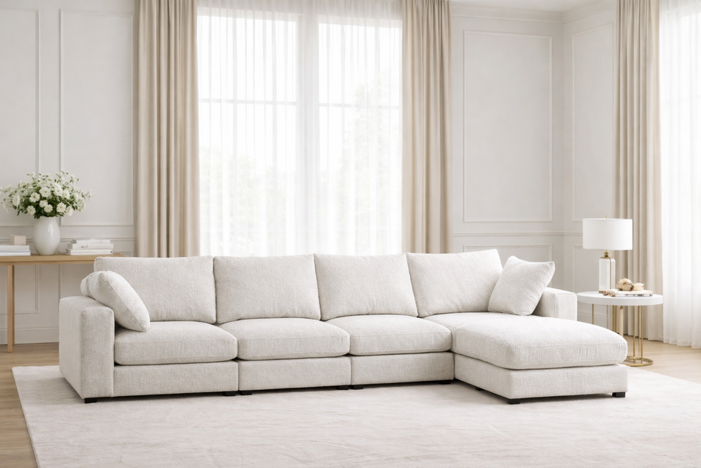 Julia Modular Sofa - Chenille 4+1 Pouf