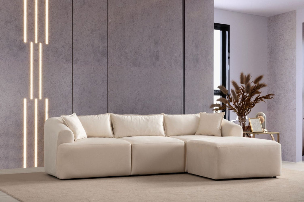 Elena Modular Sofa - Off White Velvet