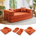 Cloud™ Modular Sofa Bed – 3-Seater Corduroy Folding Couch with Washable Cover, 200 cm - Orange