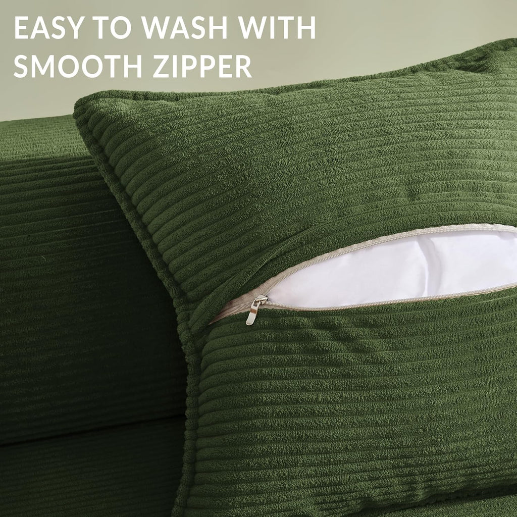 Cloud™ Modular Sofa Bed – 3-Seater Corduroy Folding Couch with Washable Cover, 200 cm - Green