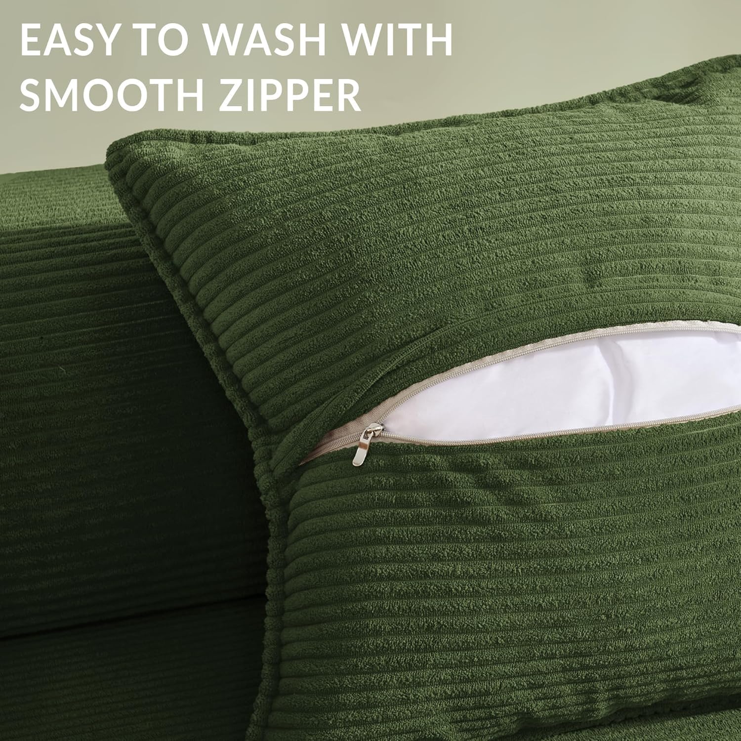 Cloud™ Modular Sofa Bed – 3-Seater Corduroy Folding Couch with Washable Cover, 200 cm - Green