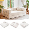 Cloud™ Modular Sofa Bed – 3-Seater Corduroy Folding Couch with Washable Cover, 200 cm - White