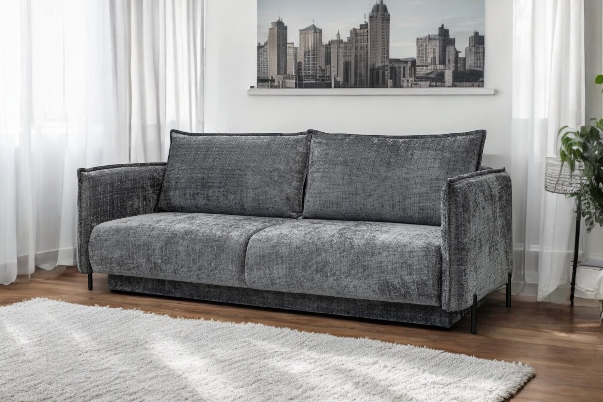 Amalfi Convertible Sofa – Marbella Anthracite Grey