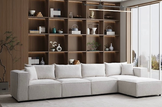 Élégance Chenille Modulable  4+1 Pouf