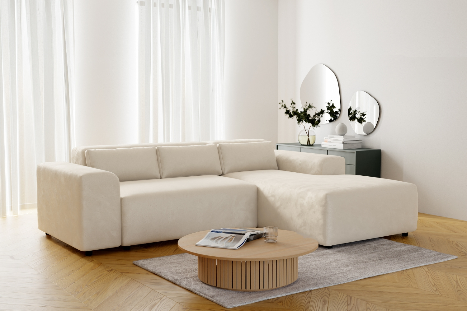 Moris - Textured Beige Velvet
