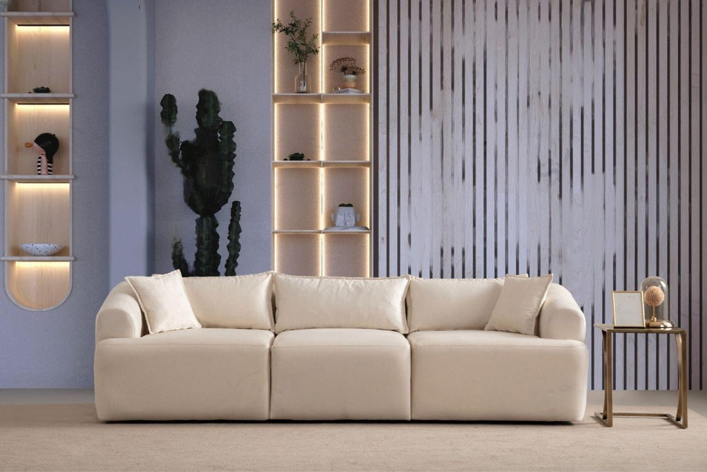 Elena Modular Sofa - Off White Velvet