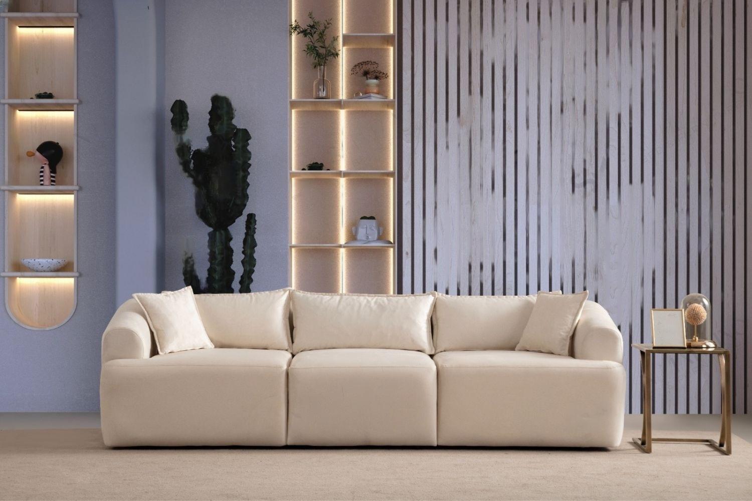 Elena Modular Sofa - Off White Velvet