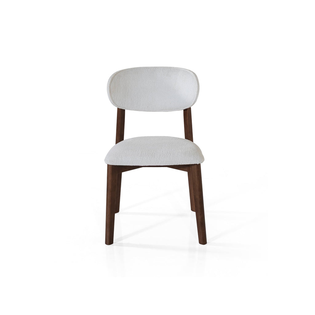 Eden White Chenille Wood Chair