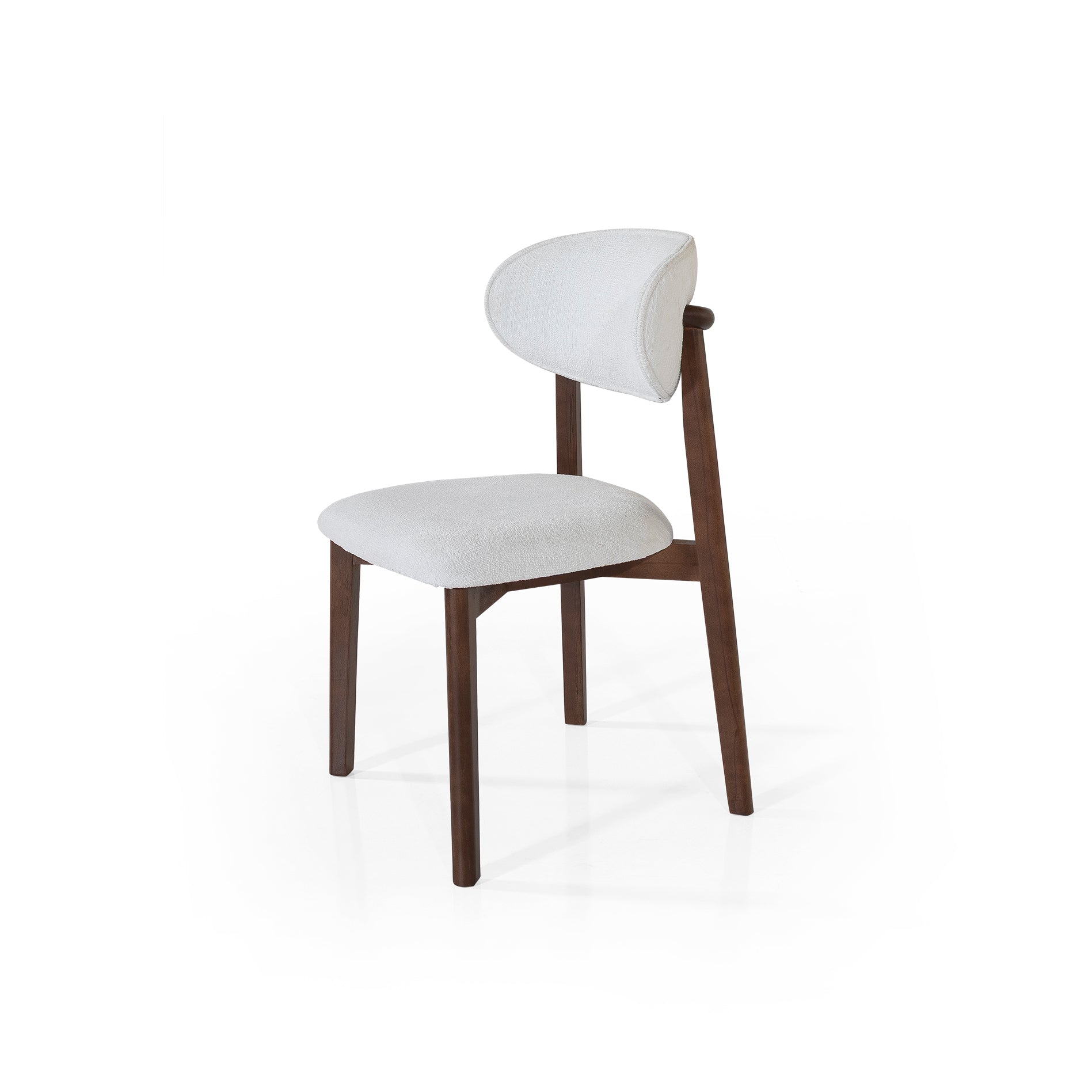 Eden White Chenille Wood Chair