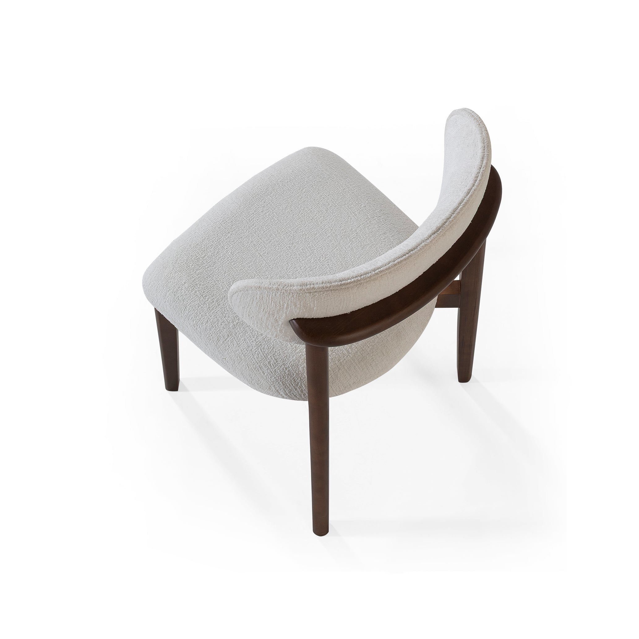 Eden White Chenille Wood Chair