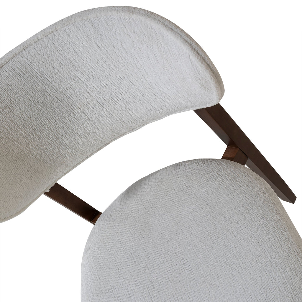 Eden White Chenille Wood Chair