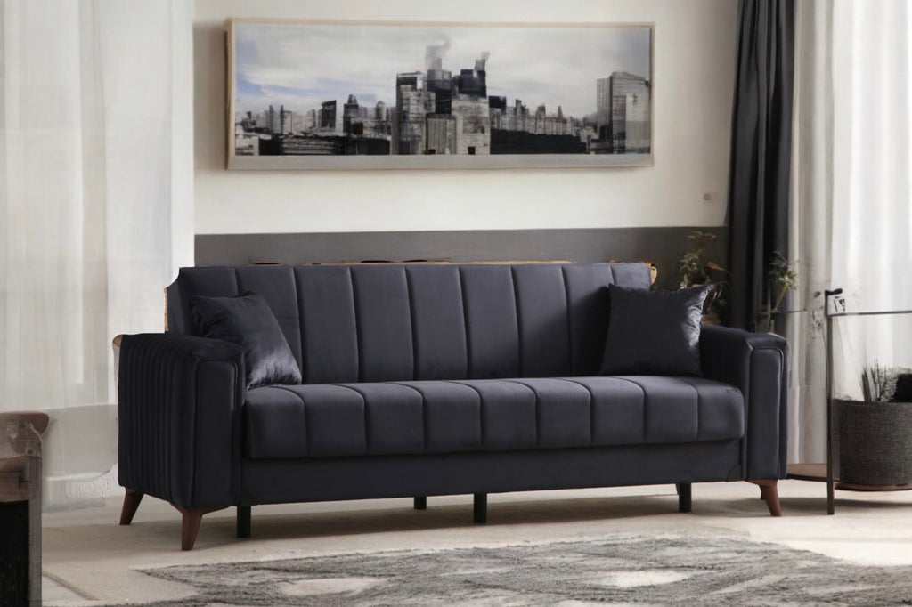 Nova Convertible Velours Gris Anthracite