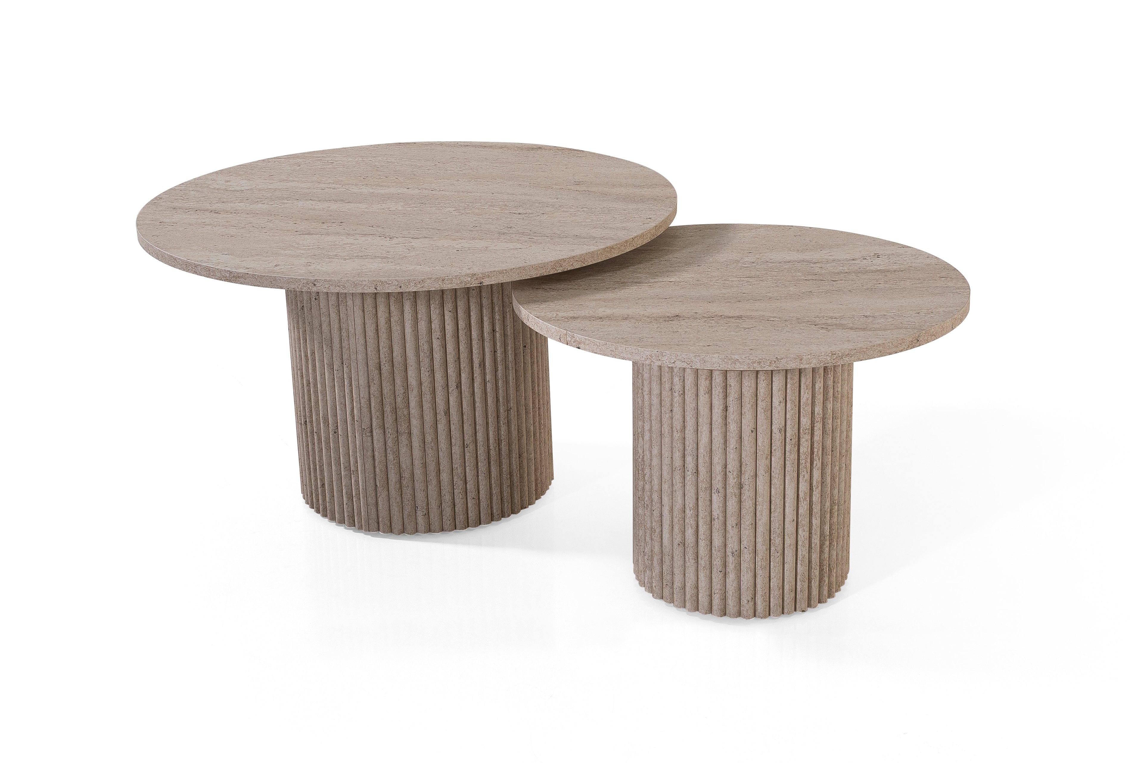 Perla Nesting Coffee Tables – Travertine Effect