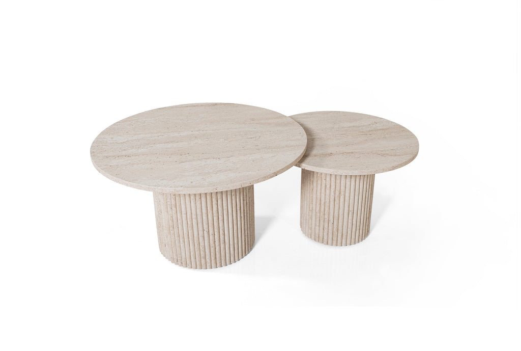 Perla Nesting Coffee Tables – Travertine Effect