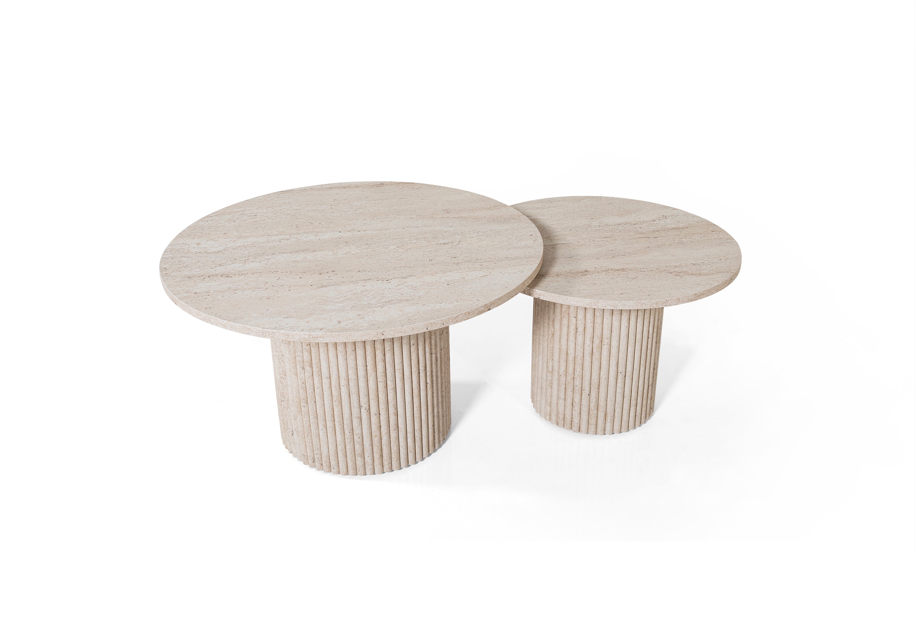 Perla Nesting Coffee Tables – Travertine Effect