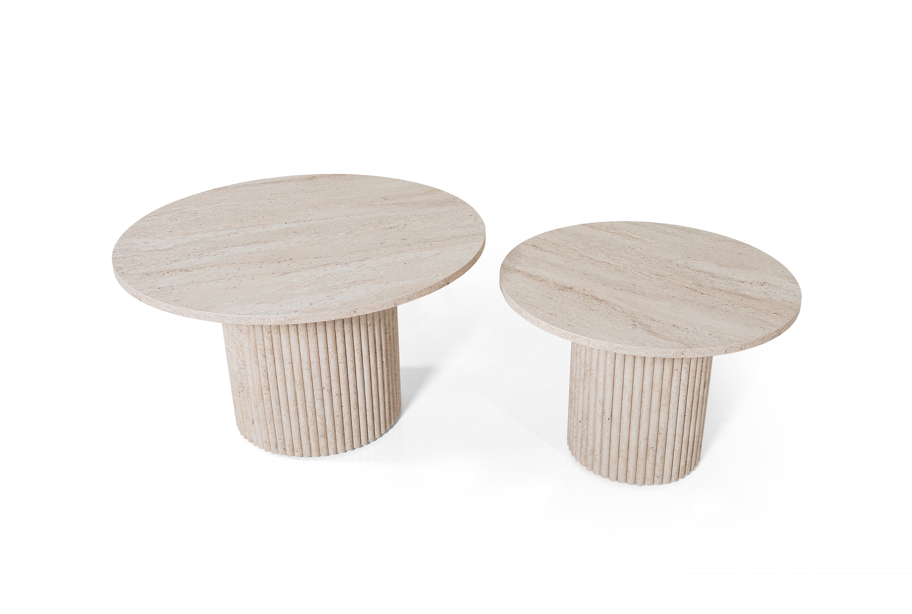 Perla Nesting Coffee Tables – Travertine Effect