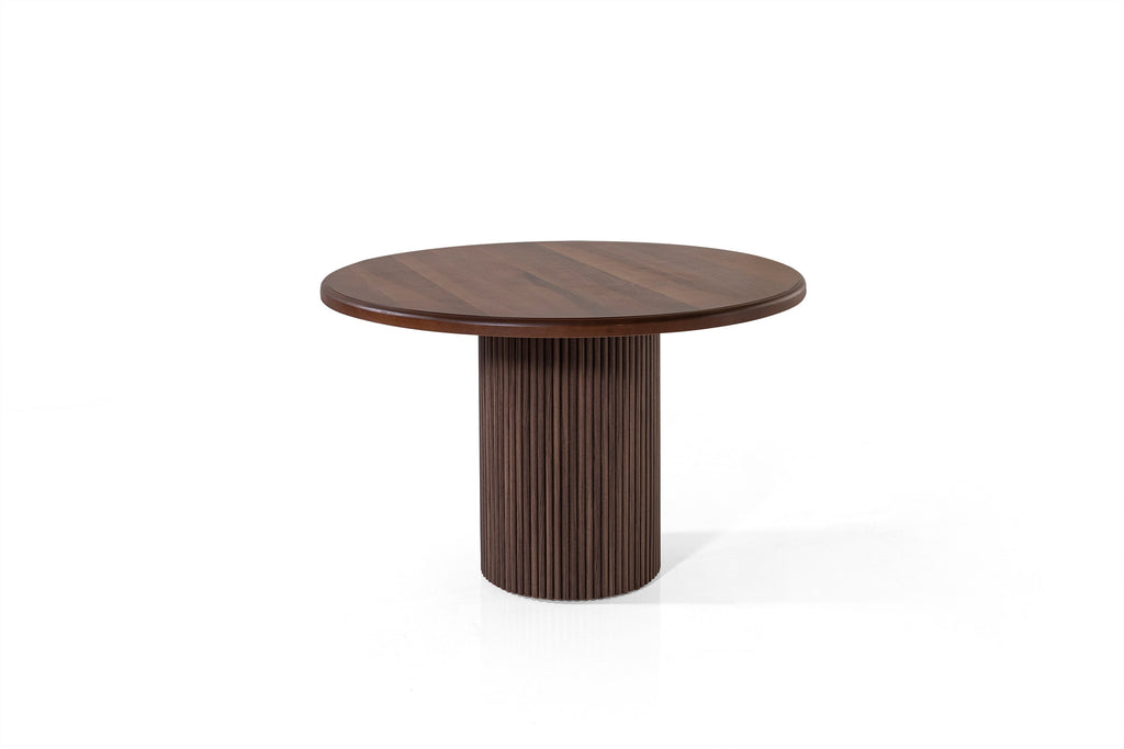 Petra Round Dining Table – Walnut Wood Effect