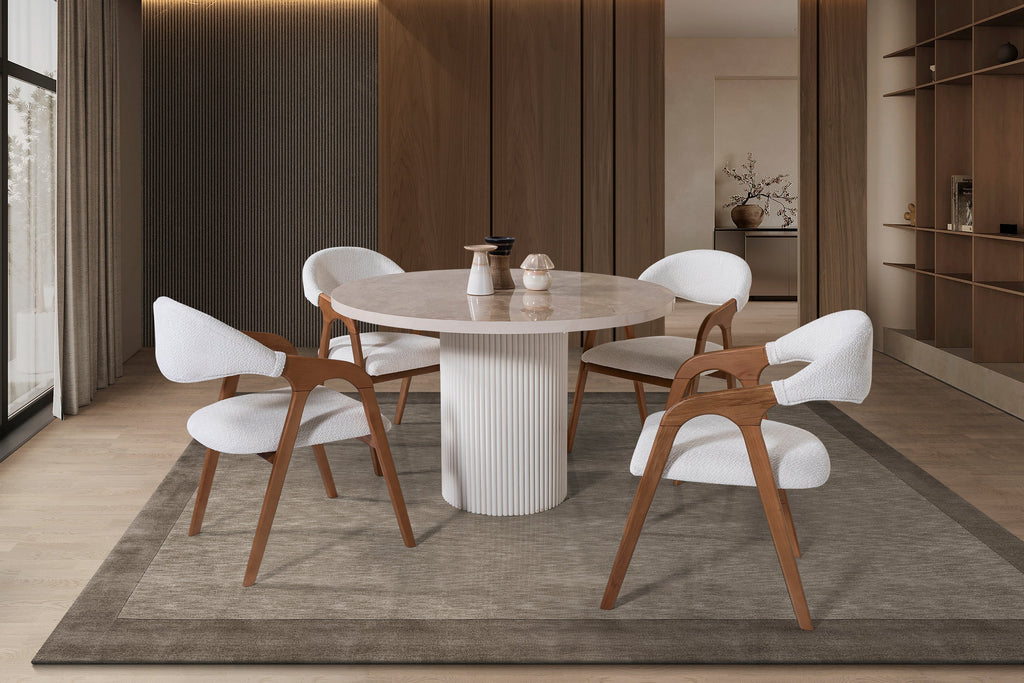 Petra Round Dining Table – Glossy Beige