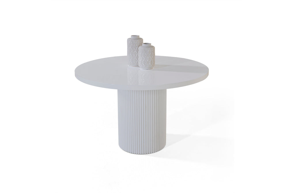 Petra Round Dining Table – Glossy White
