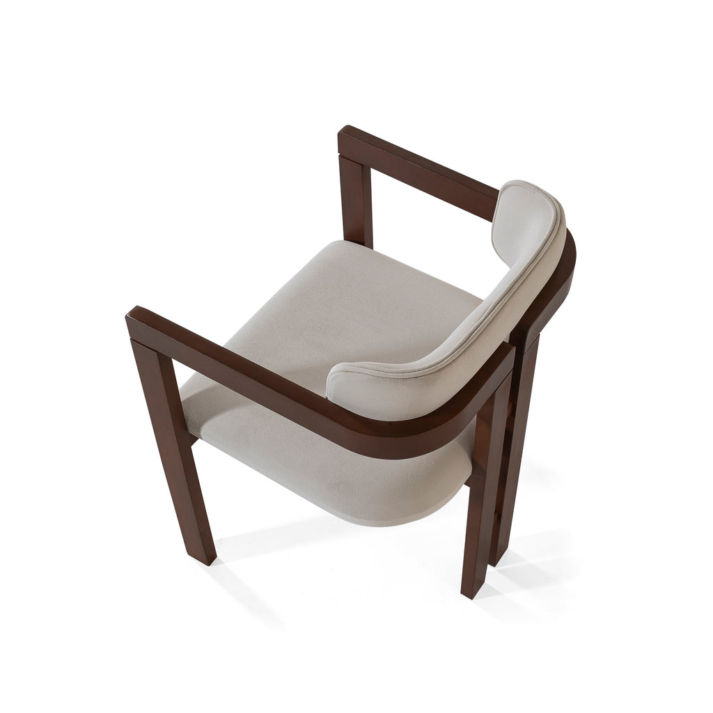 Hera Cream Velvet Wood Chair