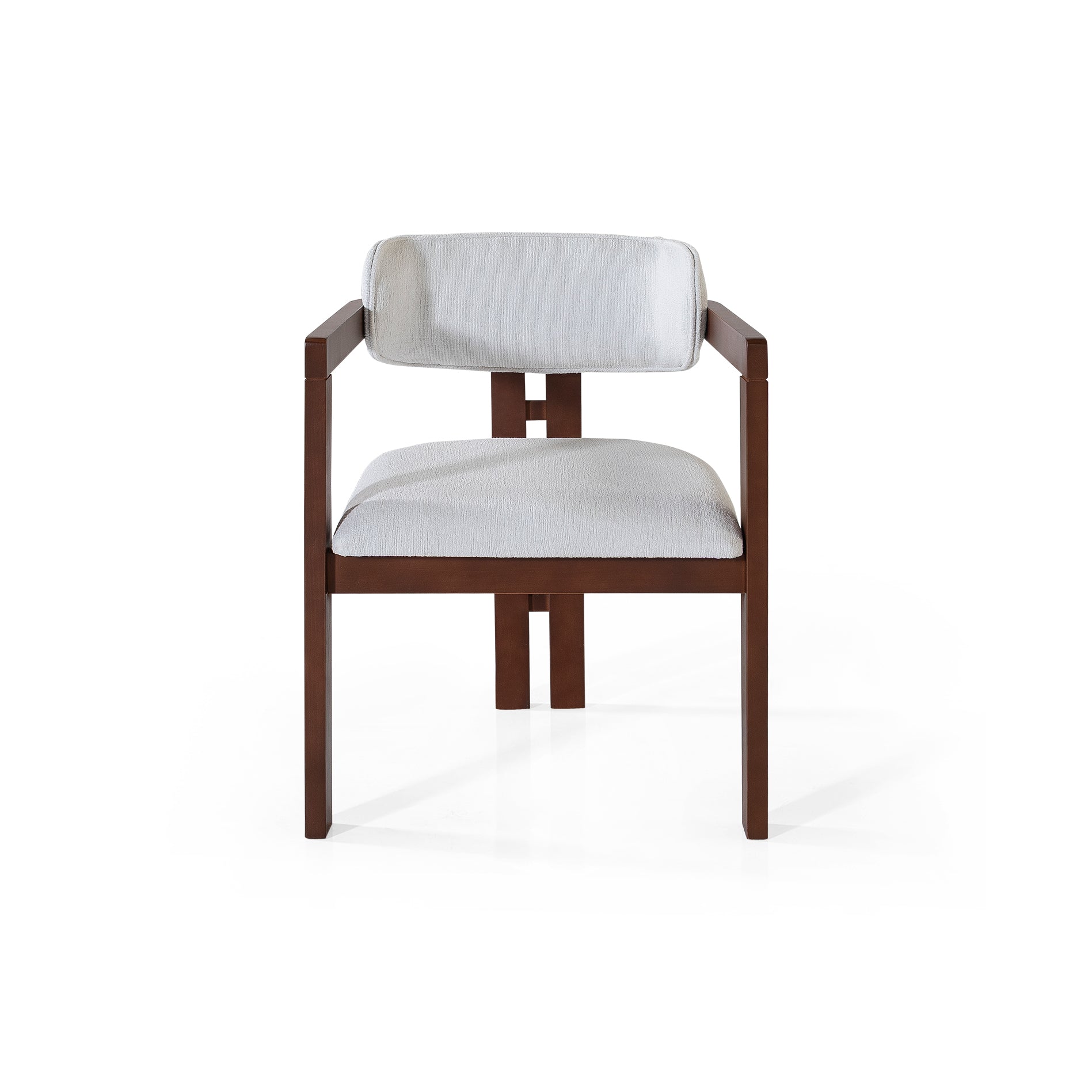 Hera White Chenille Wood Chair
