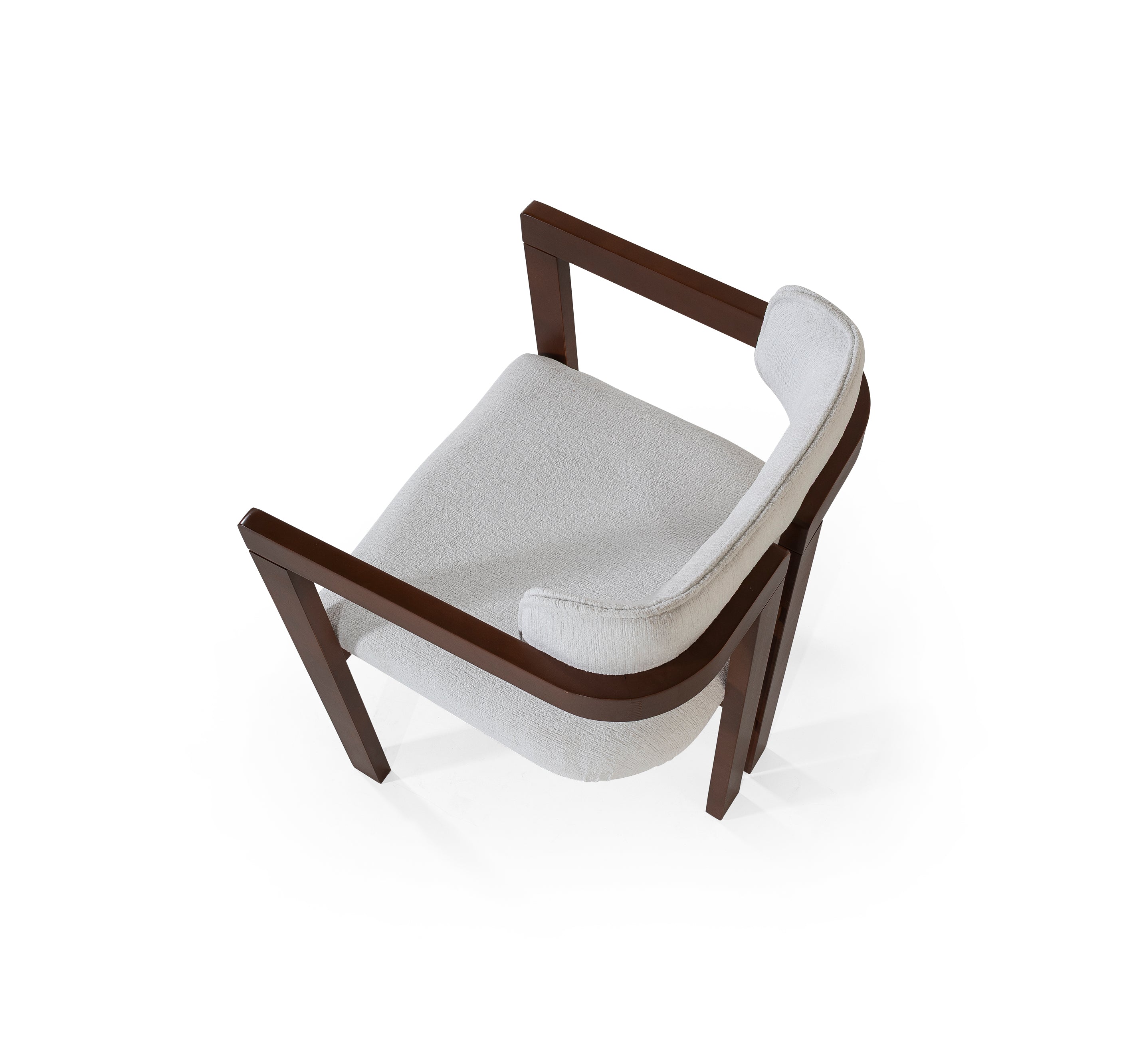 Hera White Chenille Wood Chair
