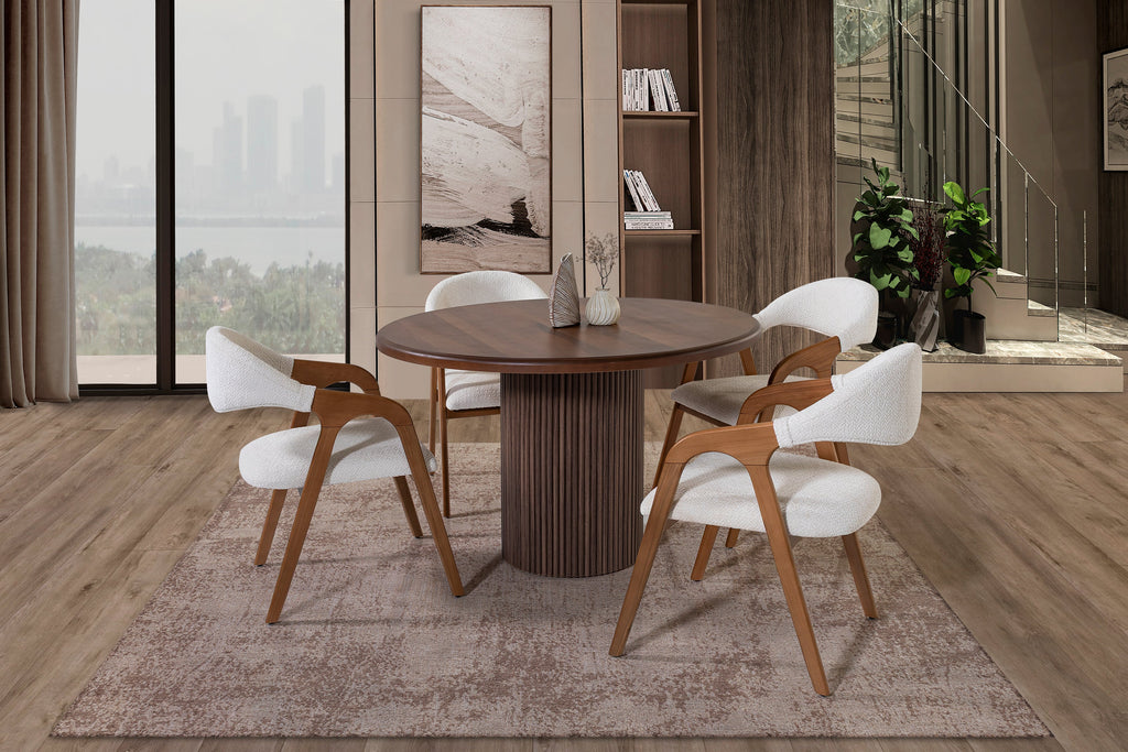 Petra Round Dining Table – Walnut Wood Effect
