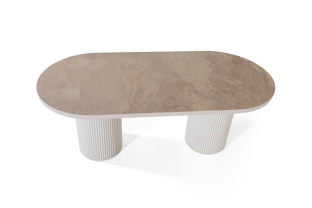 Venice Dining Table – Glossy Beige